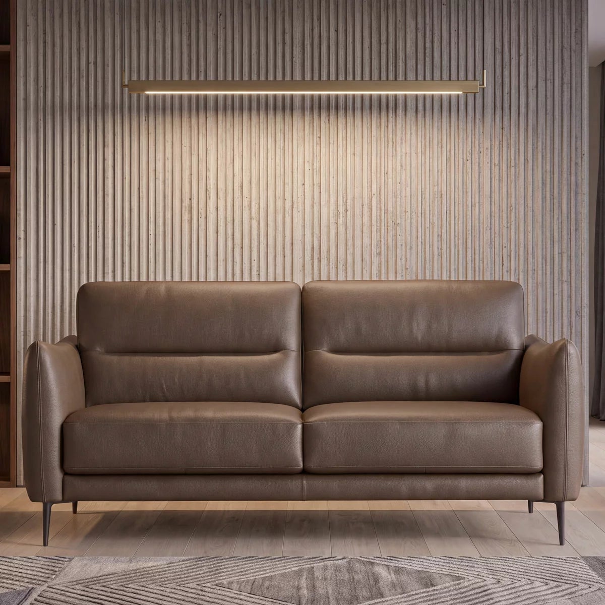 Nicoletti Jupiter Taupe Leather Large 2 Seater Sofa