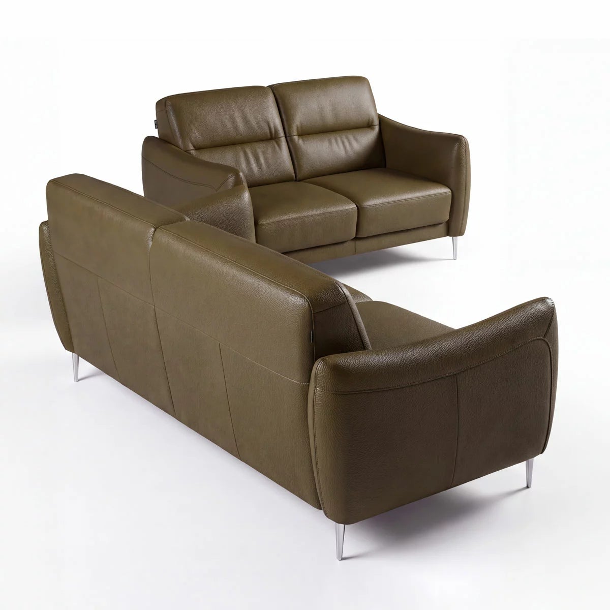 Nicoletti Jupiter Taupe Leather Large 2 Seater Sofa, view 4