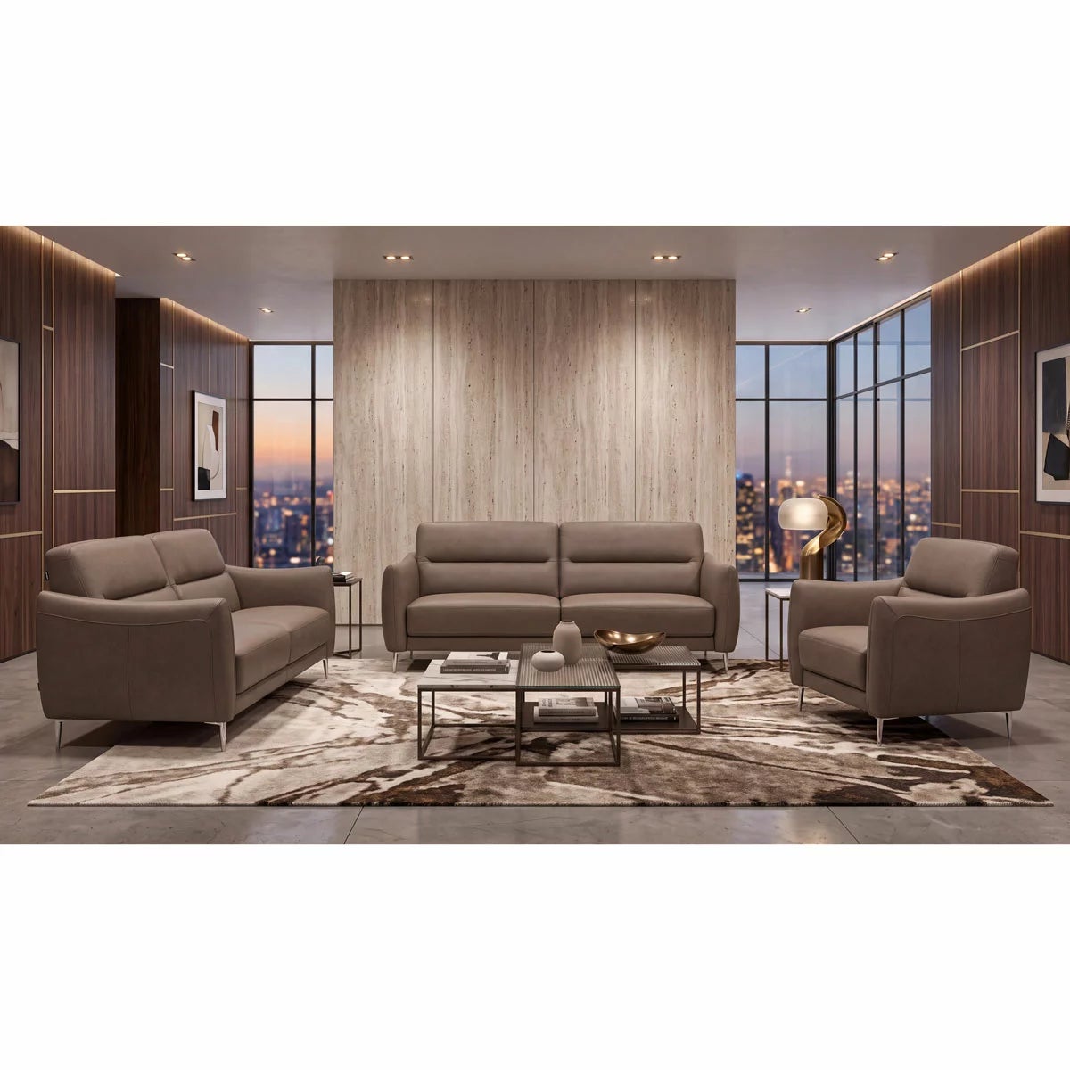 Nicoletti Jupiter Taupe Leather Large 2 Seater Sofa, view 6