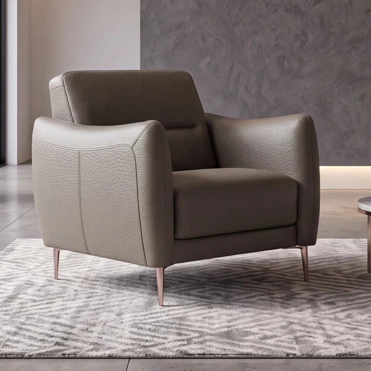 Nicoletti Jupiter Taupe Leather Armchair