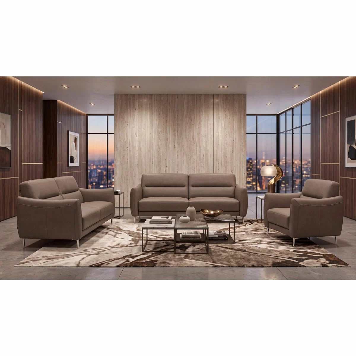 Nicoletti Jupiter Taupe Leather Armchair, view 6
