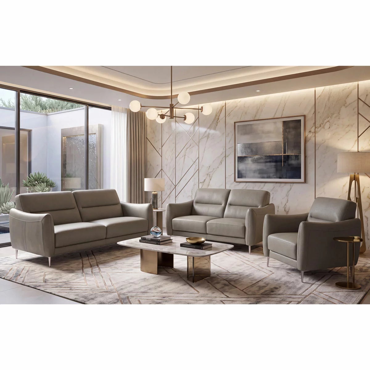 Nicoletti Jupiter Grey Leather Armchair, view 5