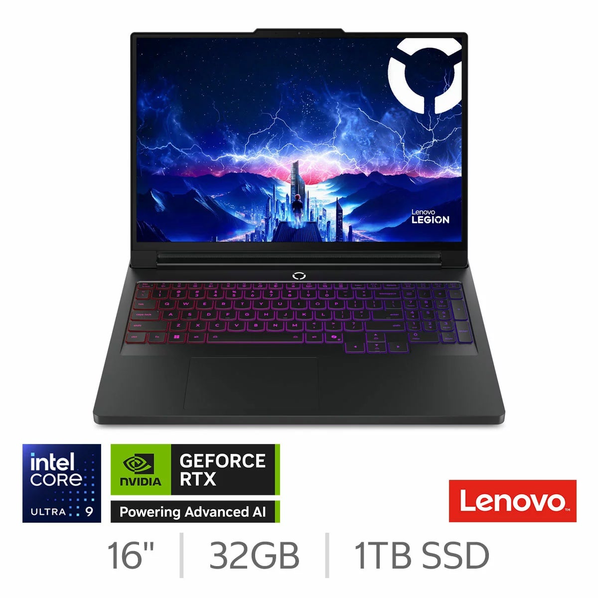 Lenovo Legion Pro 7, Intel Core Ultra 9, 32GB RAM, 1TB SSD, NVIDIA GeForce RTX 5070 Ti, 16 Inch Gaming OLED Laptop, 83F500RLUK
