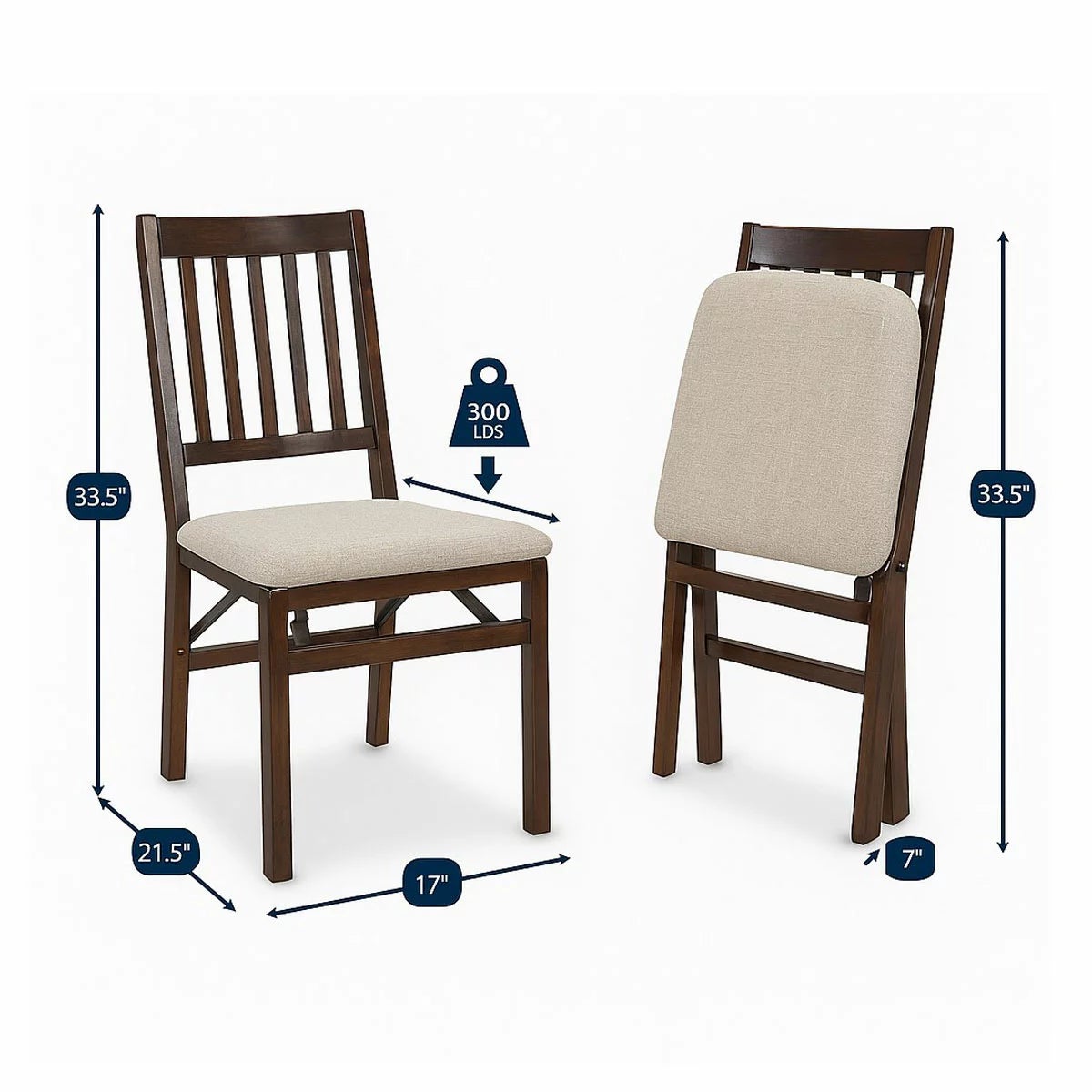 Stakmore Hardwood Upholstered Folding Chair, 2 Pack, view 2