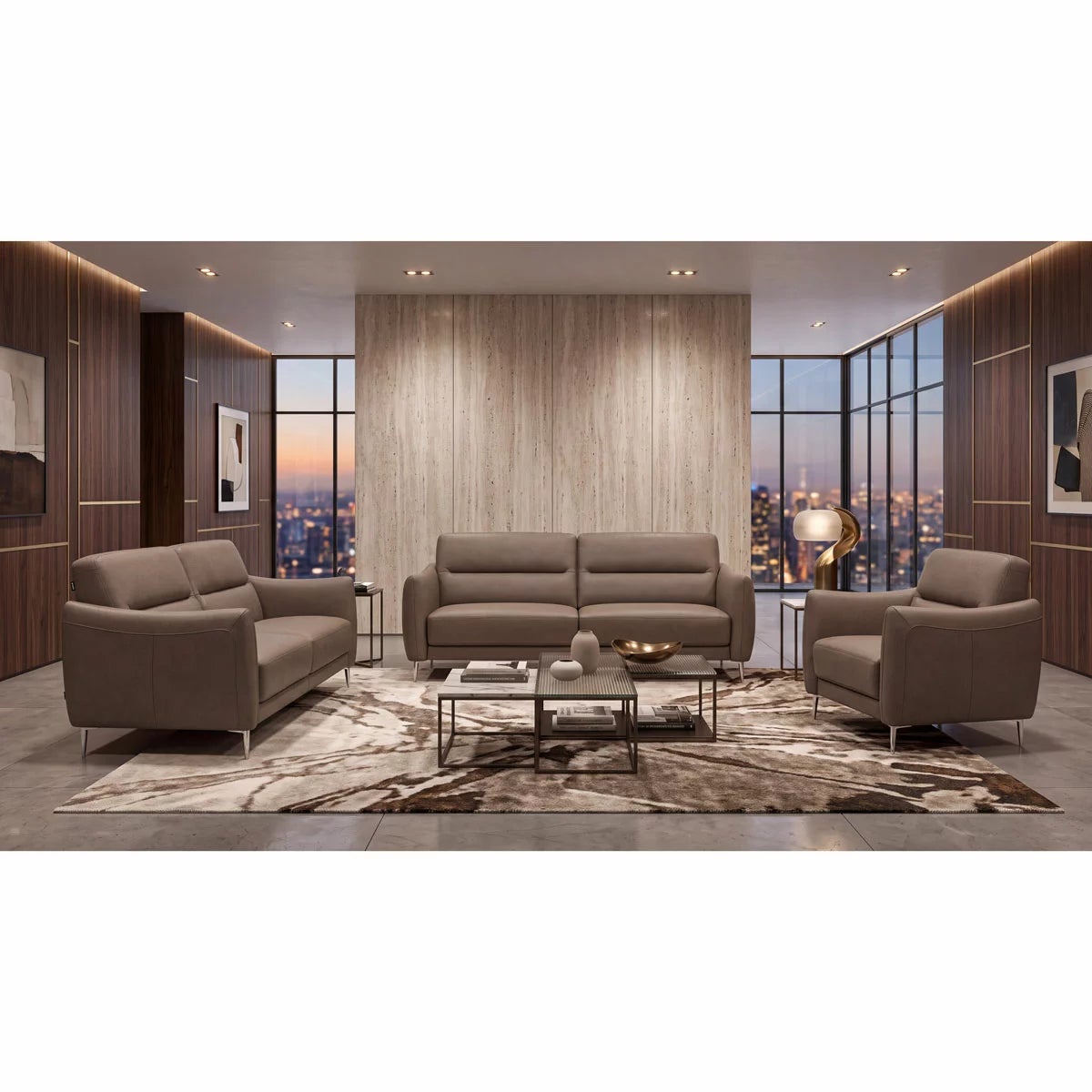 Nicoletti Jupiter Taupe Leather 2 Seater Sofa, view 6