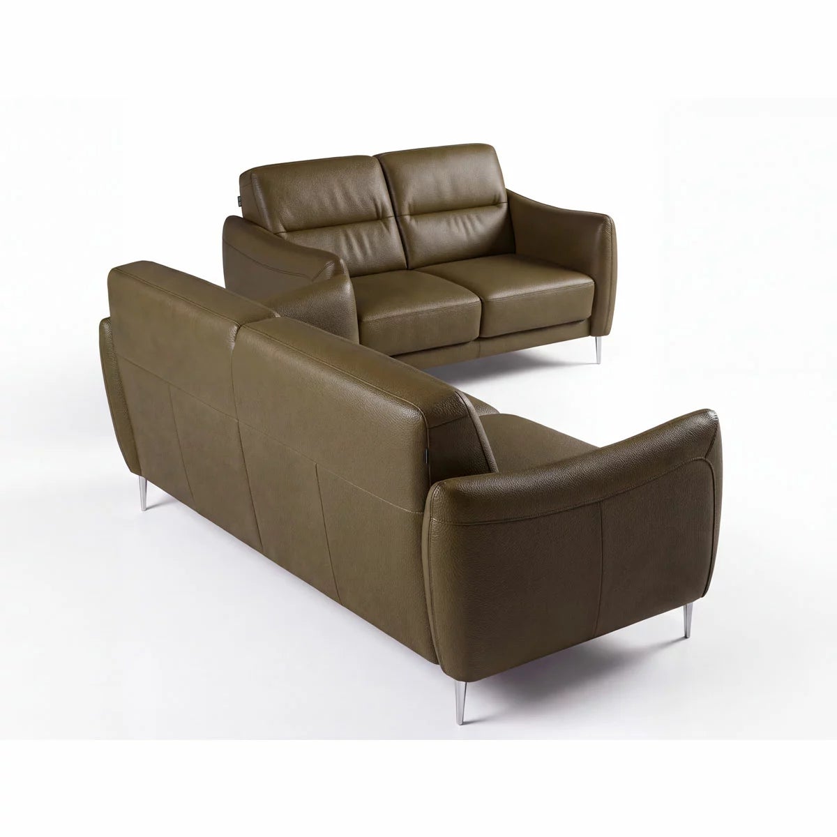 Nicoletti Jupiter Taupe Leather 2 Seater Sofa, view 4