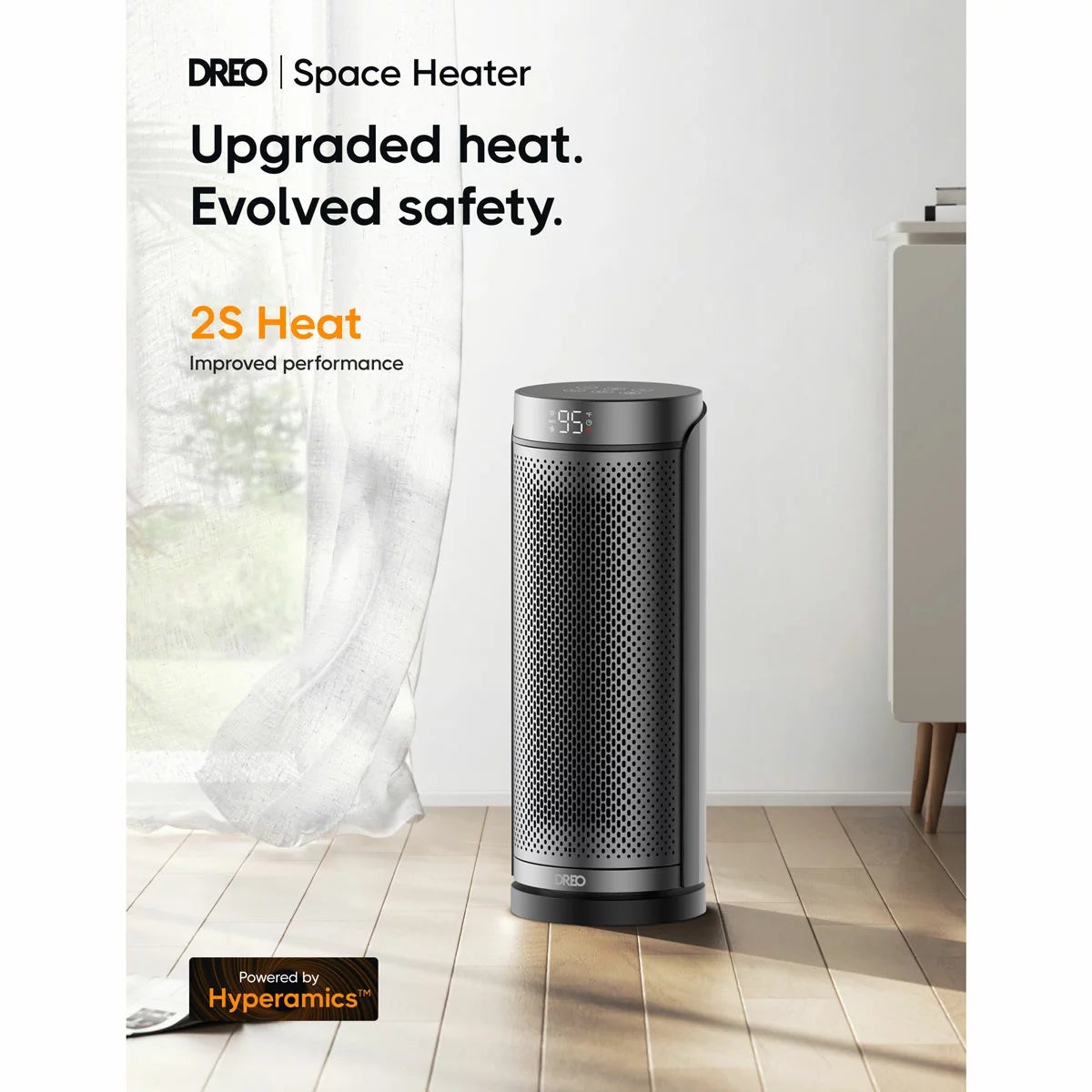 DREO DR-HSH003 Solaris Plus Ceramic Heater in Silver, view 2