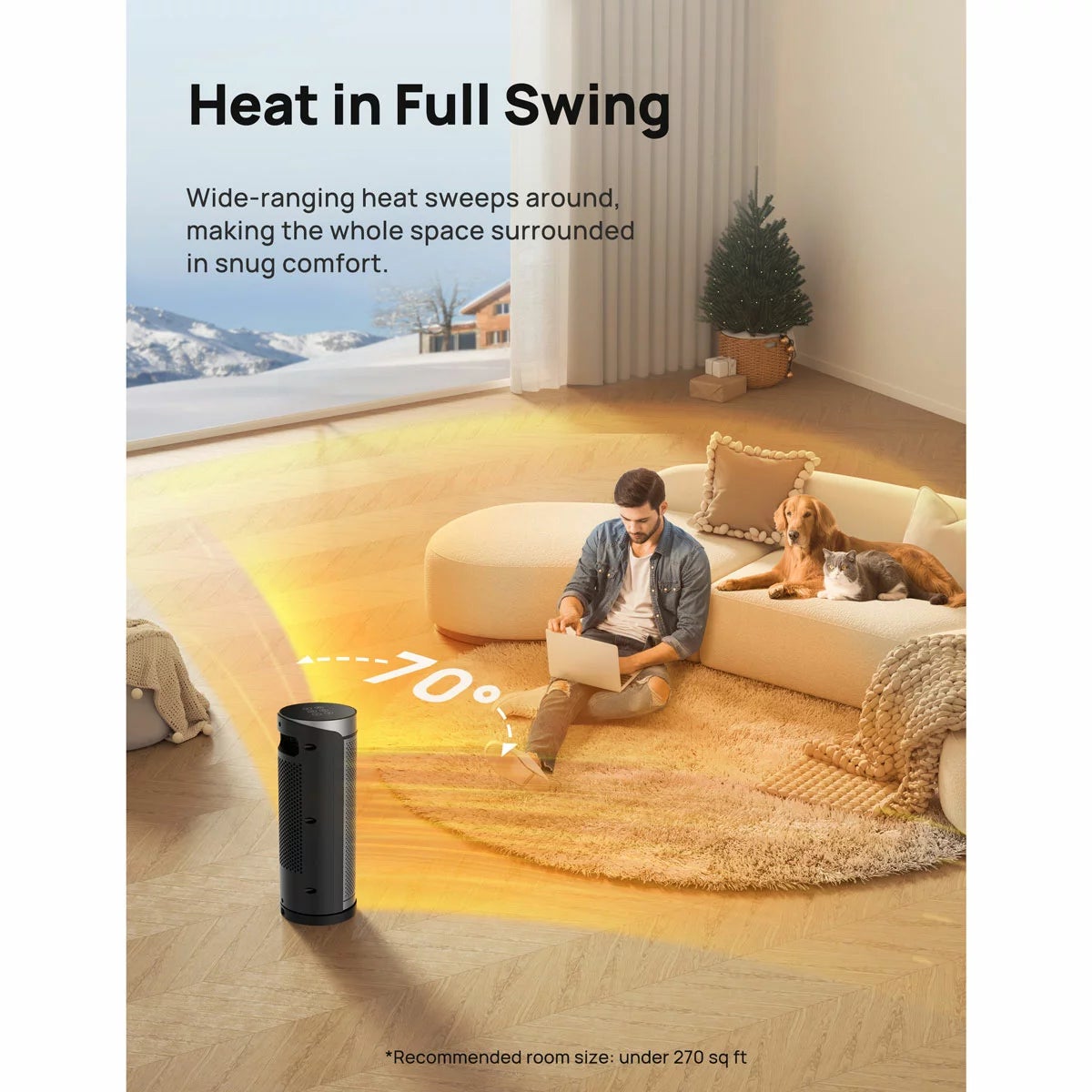 DREO DR-HSH003 Solaris Plus Ceramic Heater in Silver, view 6