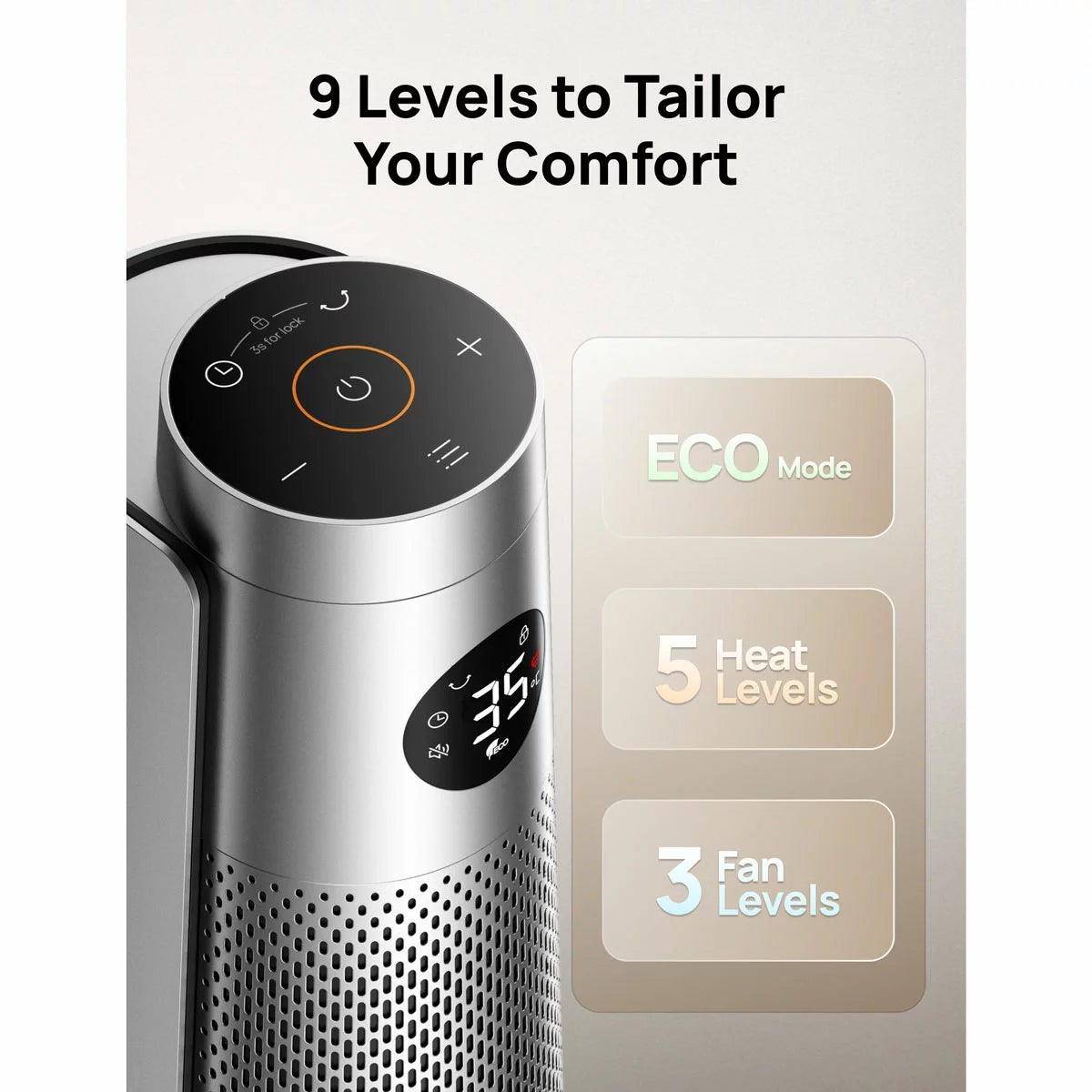 DREO DR-HSH008 718 Tower Heater in Silver, view 6