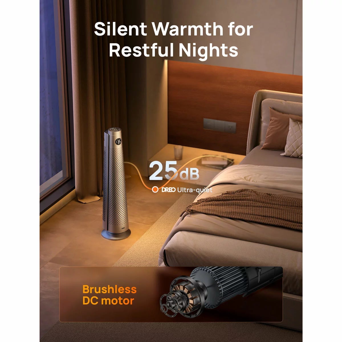 DREO DR-HSH008 718 Tower Heater in Silver, view 3