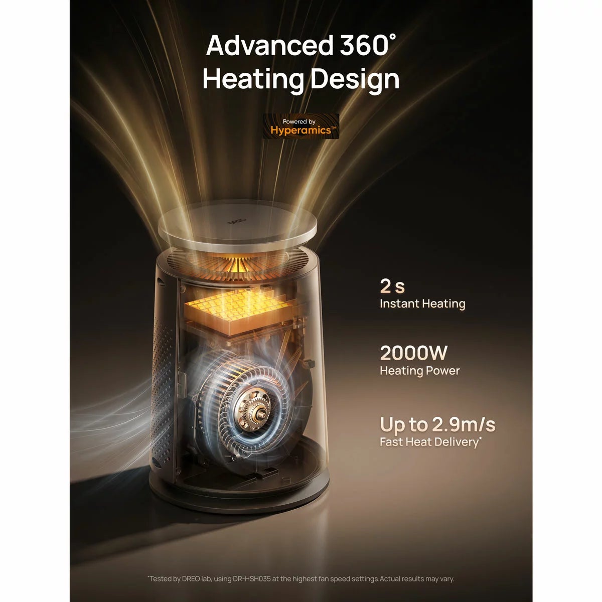 DREO DR-HSH035 Whole Room Heater 725 in Black, view 3