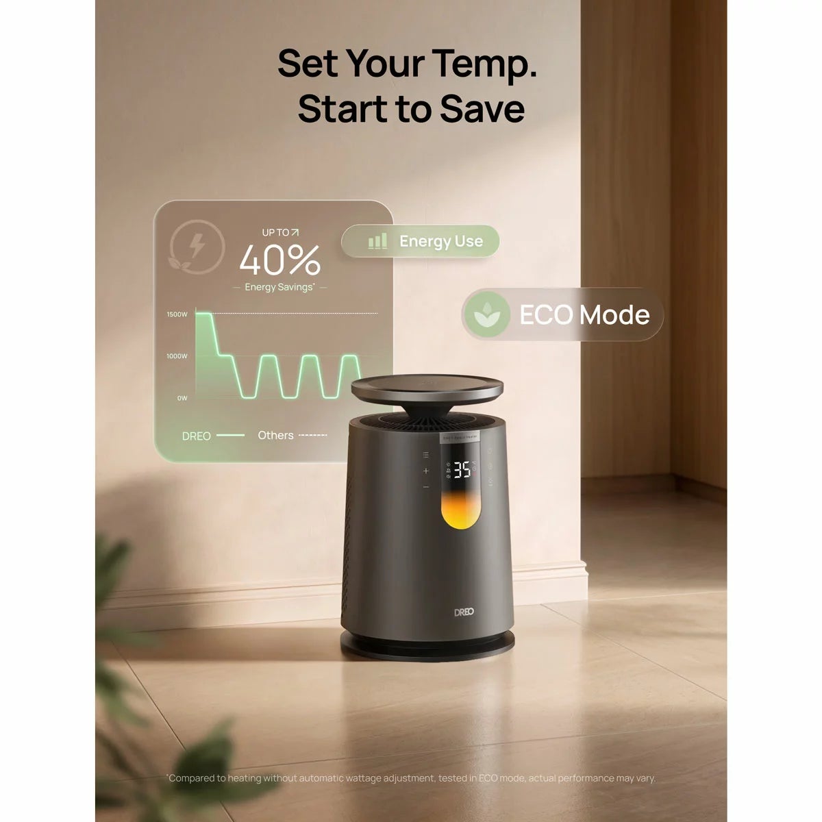 DREO DR-HSH035 Whole Room Heater 725 in Black, view 6