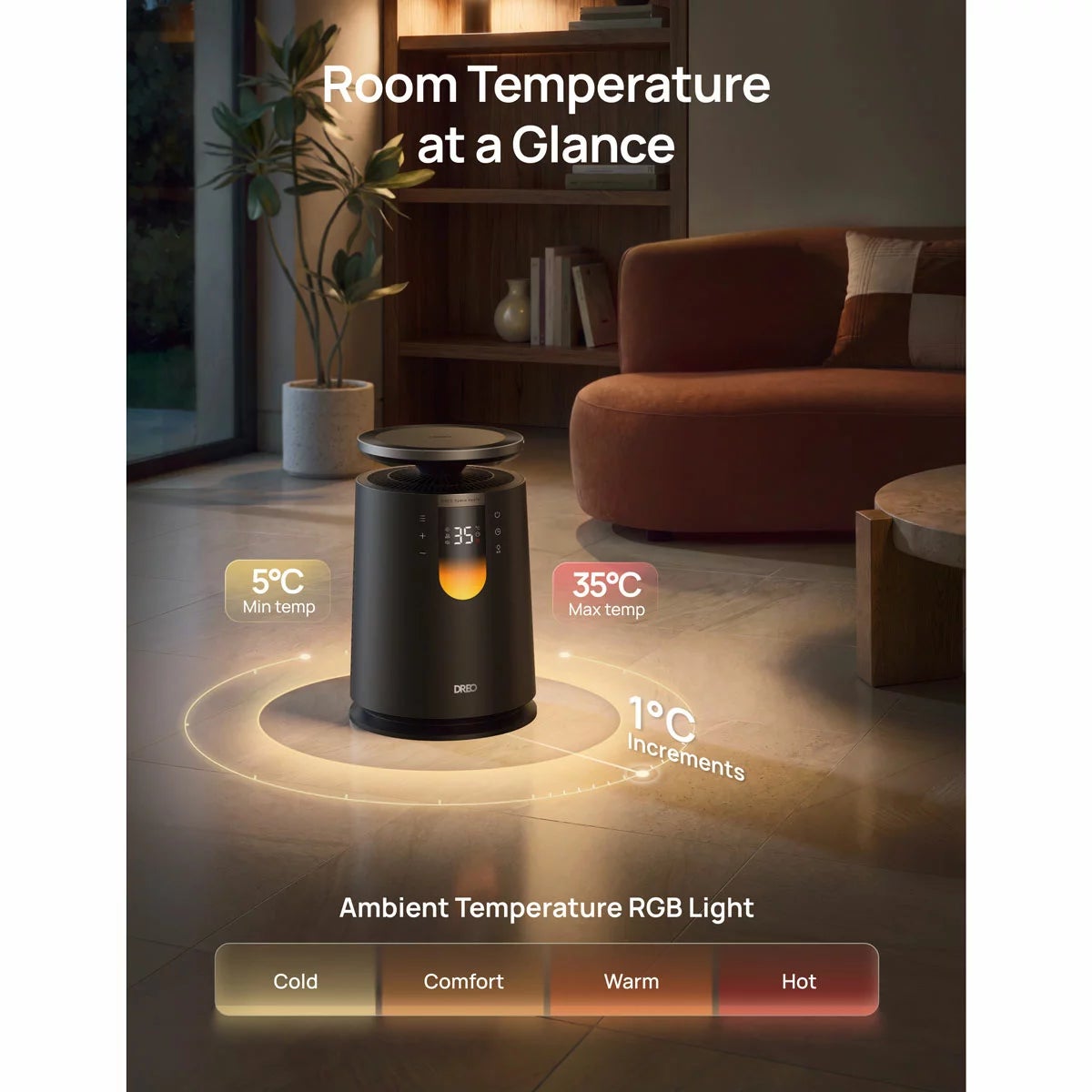 DREO DR-HSH035 Whole Room Heater 725 in Black, view 8