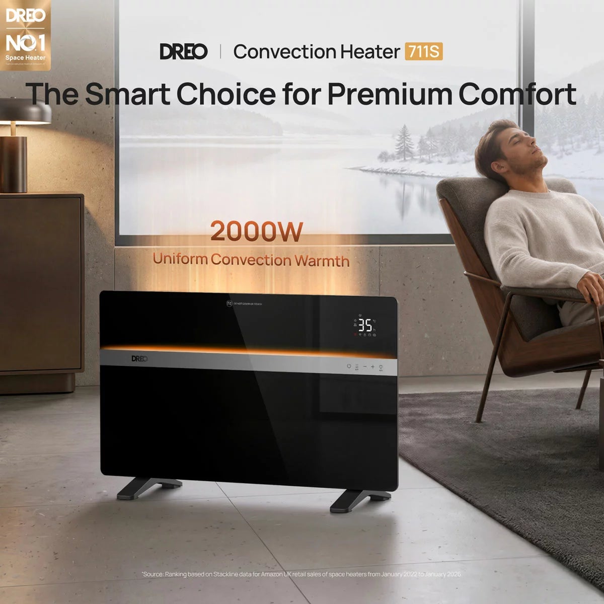 Dreo DR-HSH041 Convection Heater 711S in Black, view 2