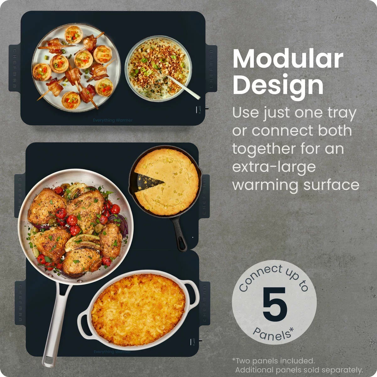 Chefman Everything Warmer Modular Warming Trays 2 Pack, view 3