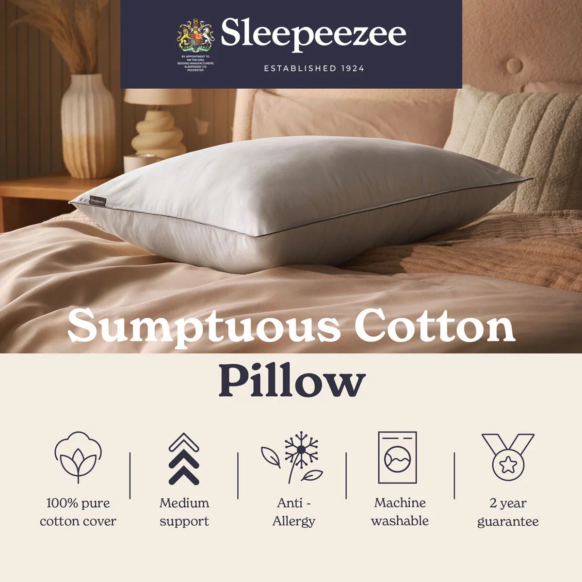 Sleepeezee Sumptuous Cotton Pillow, 48 x 74 cm, view 7