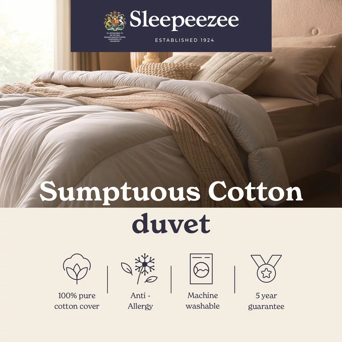 Sleepeezee Sumptuous Cotton 10.5 Tog Duvet In 4 Sizes, view 7