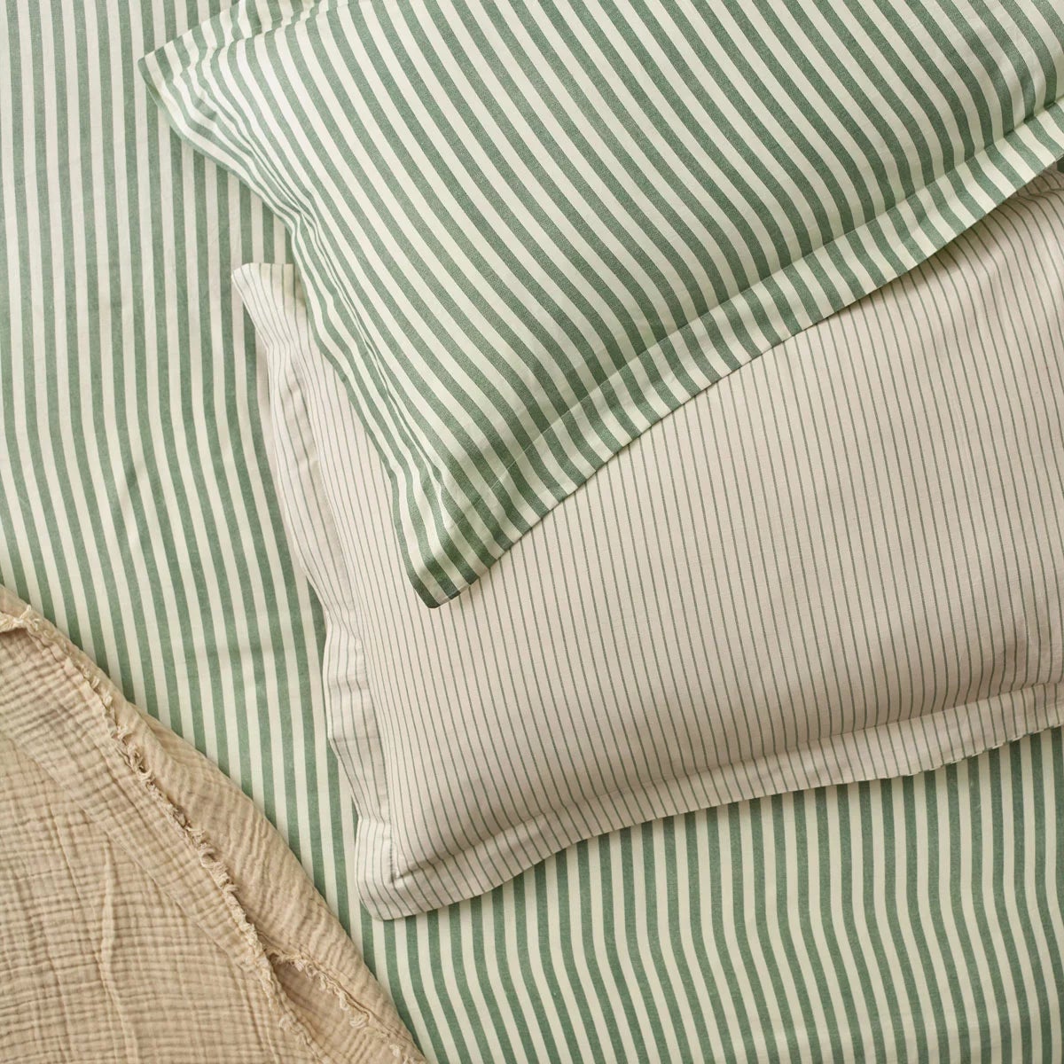 Yard Hebden 100% Cotton Forest Green Stripe Duvet Cover Set in 4 Sizes, view 4