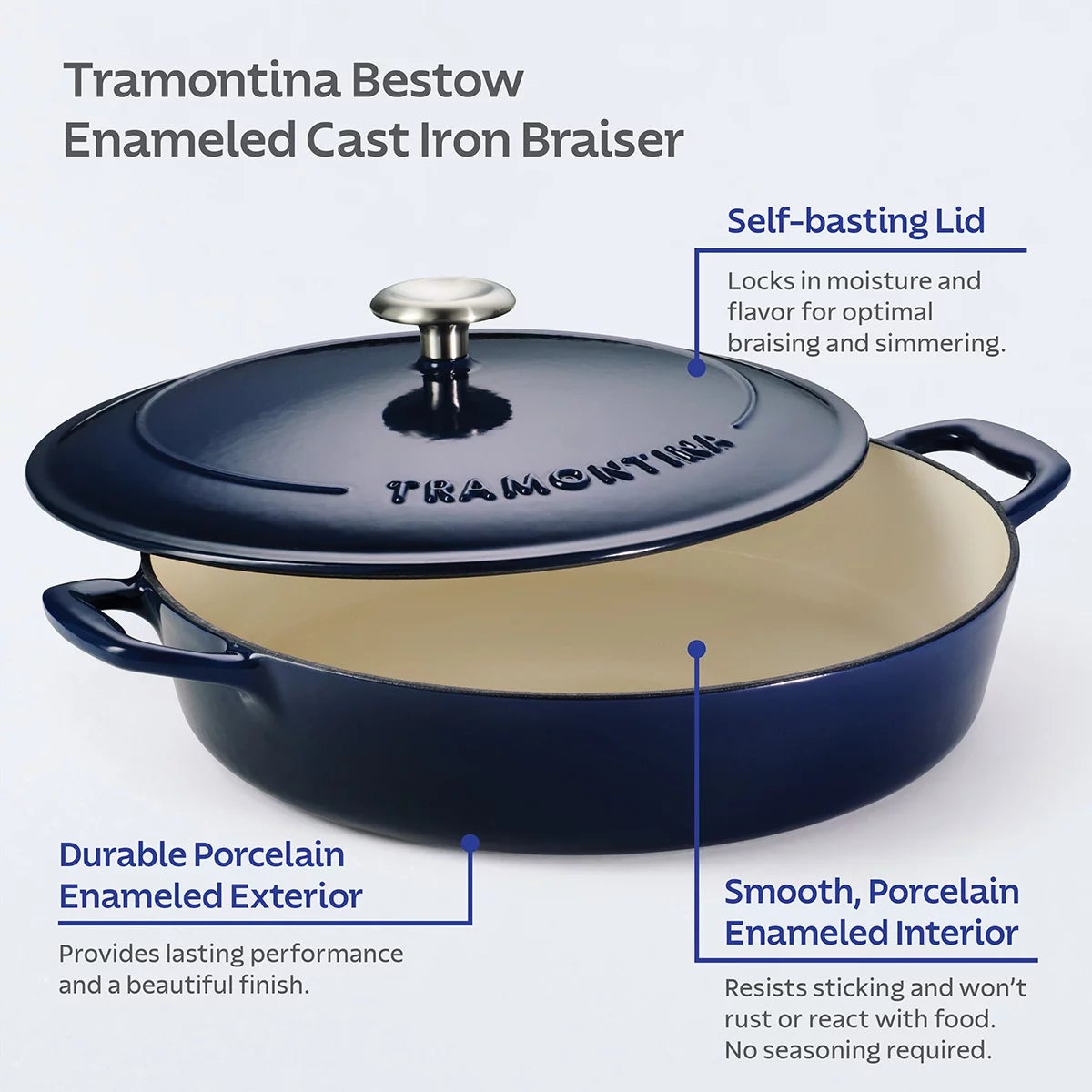 Tramontina Enamel Cast Iron Shallow Casserole Dish, 30cm / 3.8L, view 4