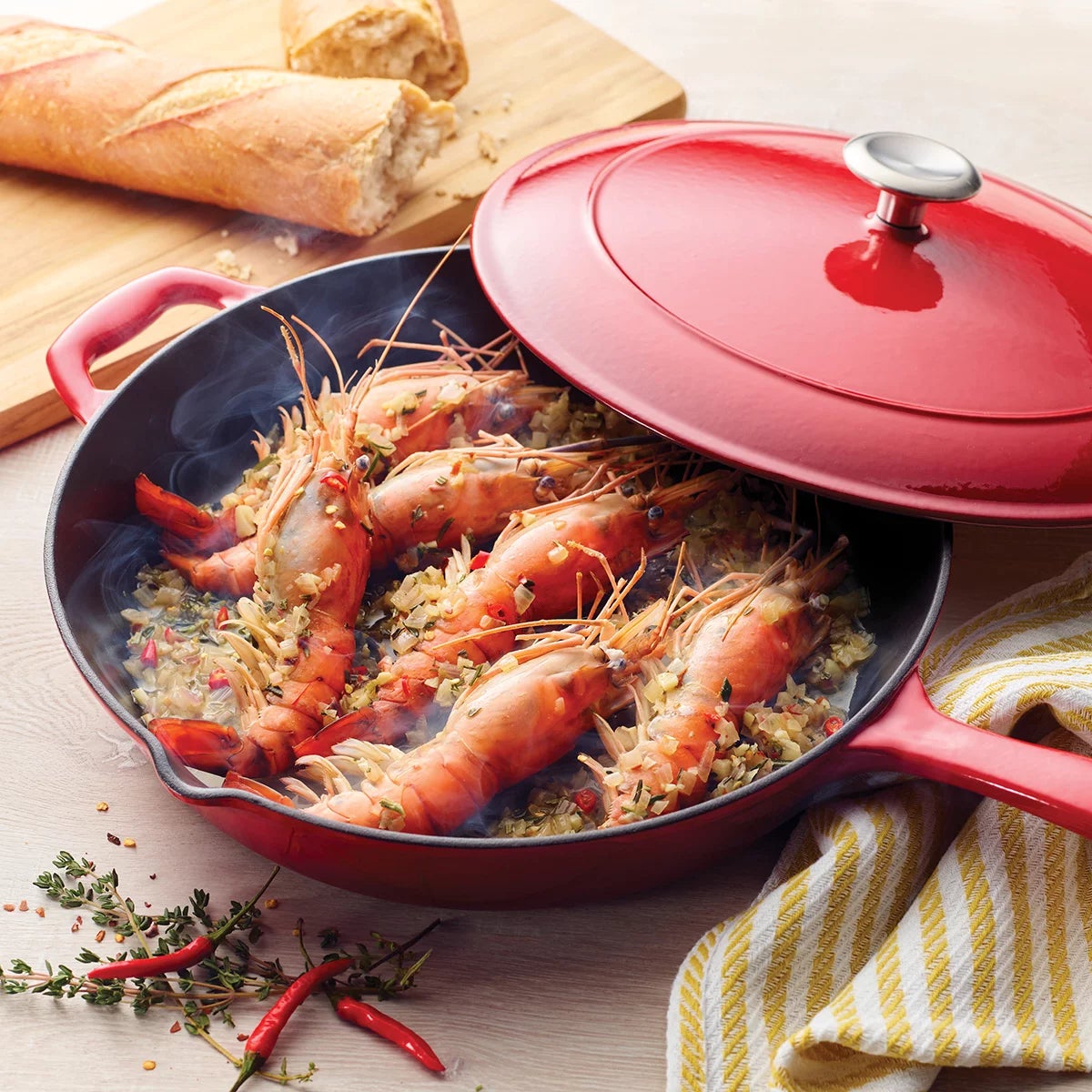 Tramontina Enamel Cast Iron Saute Pan with Lid, 30cm / 3.25L, view 3