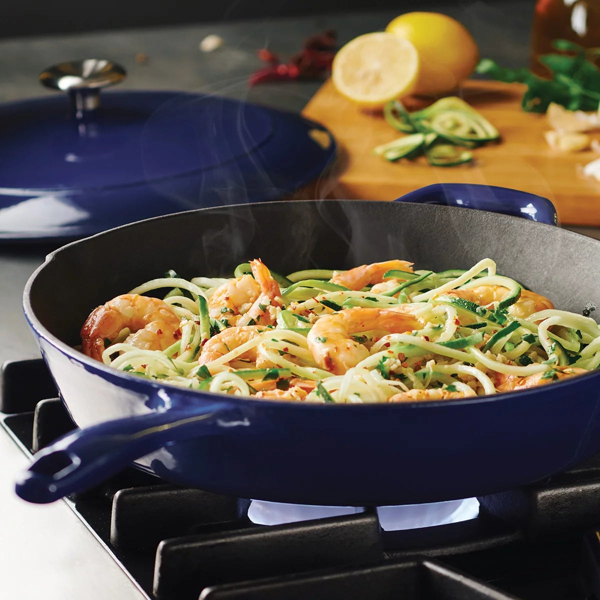 Tramontina Enamel Cast Iron Saute Pan with Lid, 30cm / 3.25L, view 5