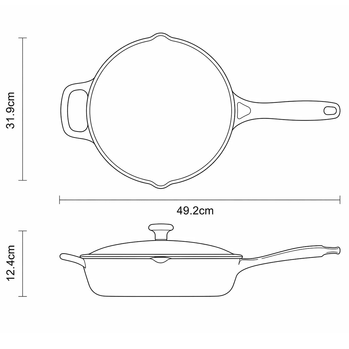 Tramontina Enamel Cast Iron Saute Pan with Lid, 30cm / 3.25L, view 16