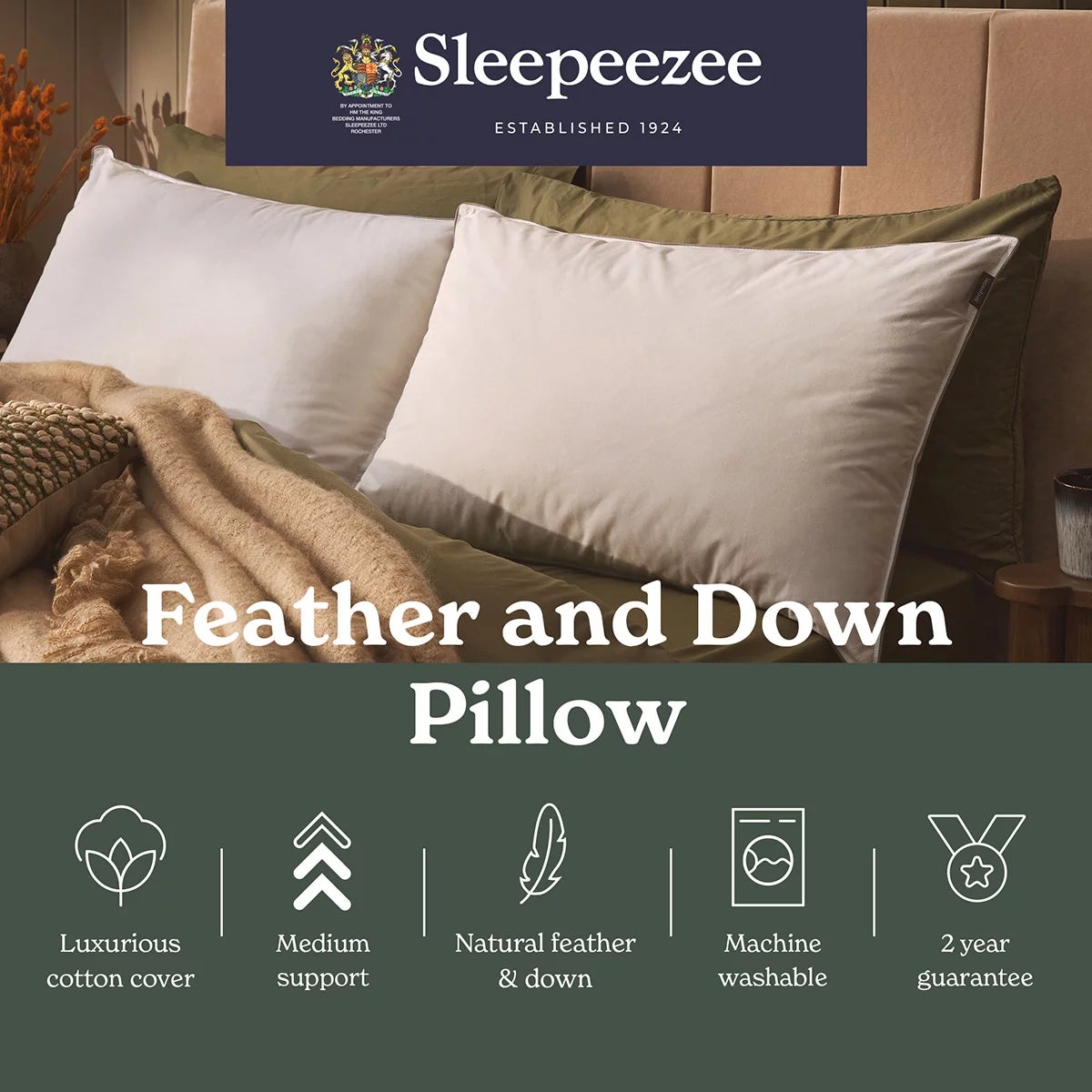 Sleepeezee Natural Comfort Feather & Down Pillow, 48 x 74 cm, view 7