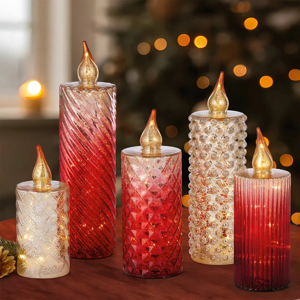 Glass LED Candles - Set Of 5, view 9