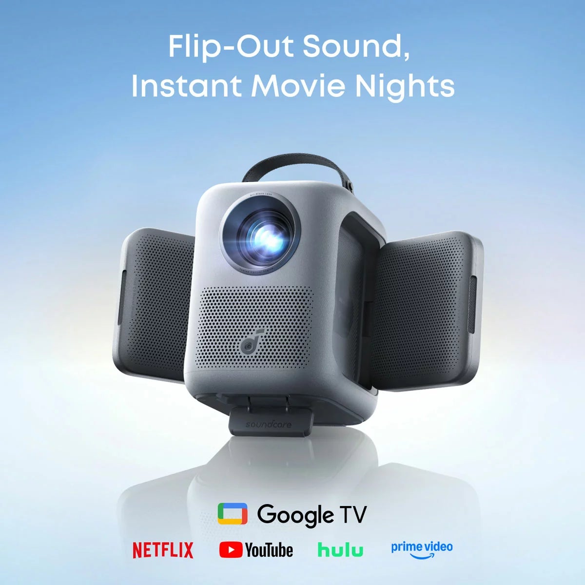 Soundcore Nebula P1 Full HD Smart Projector with Flippable Speakers, 100" Screen & Stand Bundle, view 2