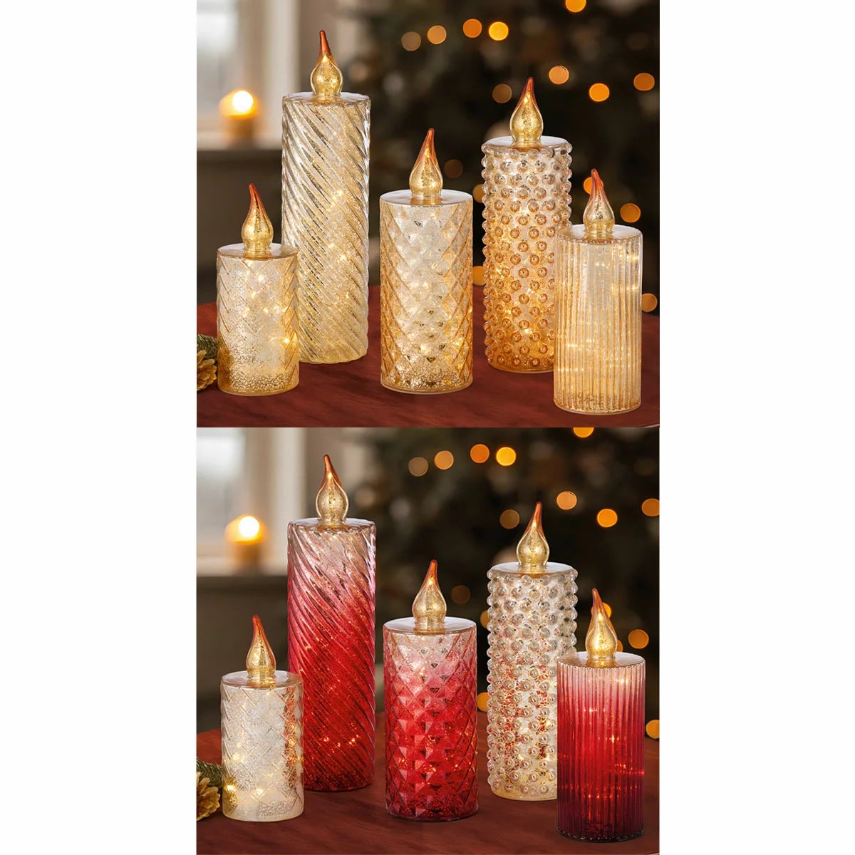 Glass LED Candles - Set Of 5