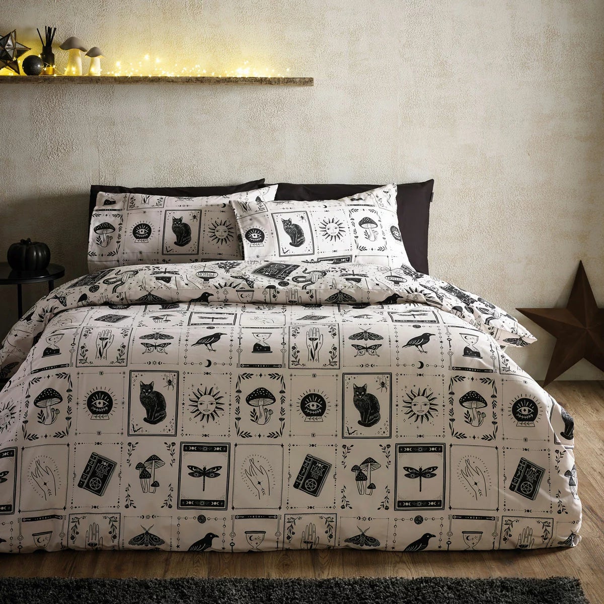 Catherine Lansfield Black Enchanted Witchcraft Duvet Cover Set In 3 Sizes, view 2