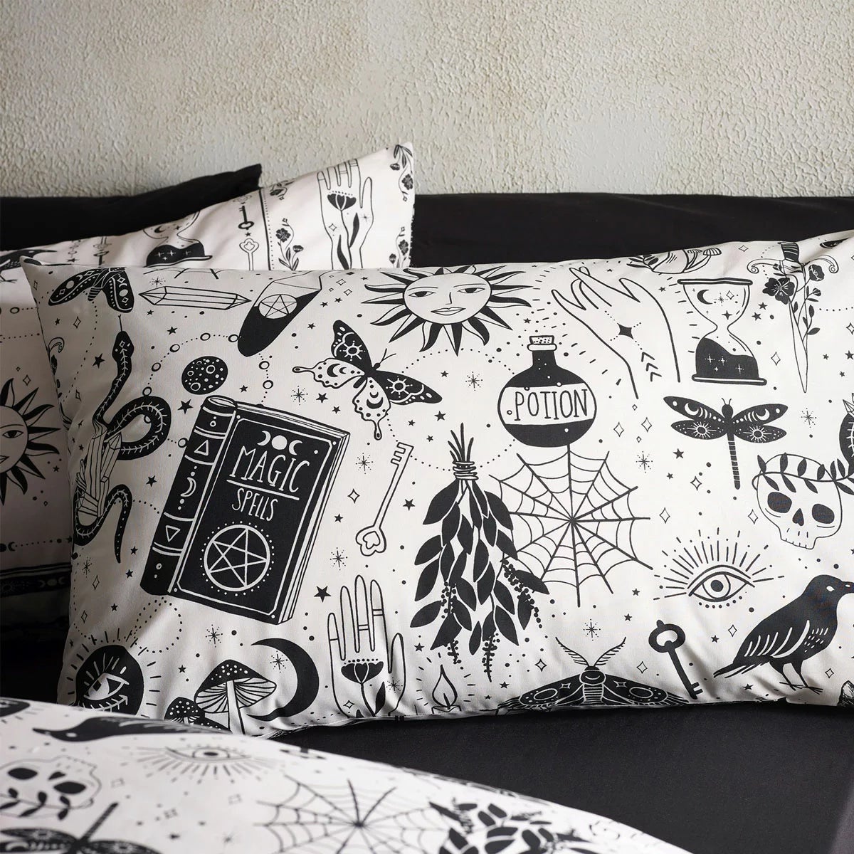 Catherine Lansfield Black Enchanted Witchcraft Duvet Cover Set In 3 Sizes, view 3
