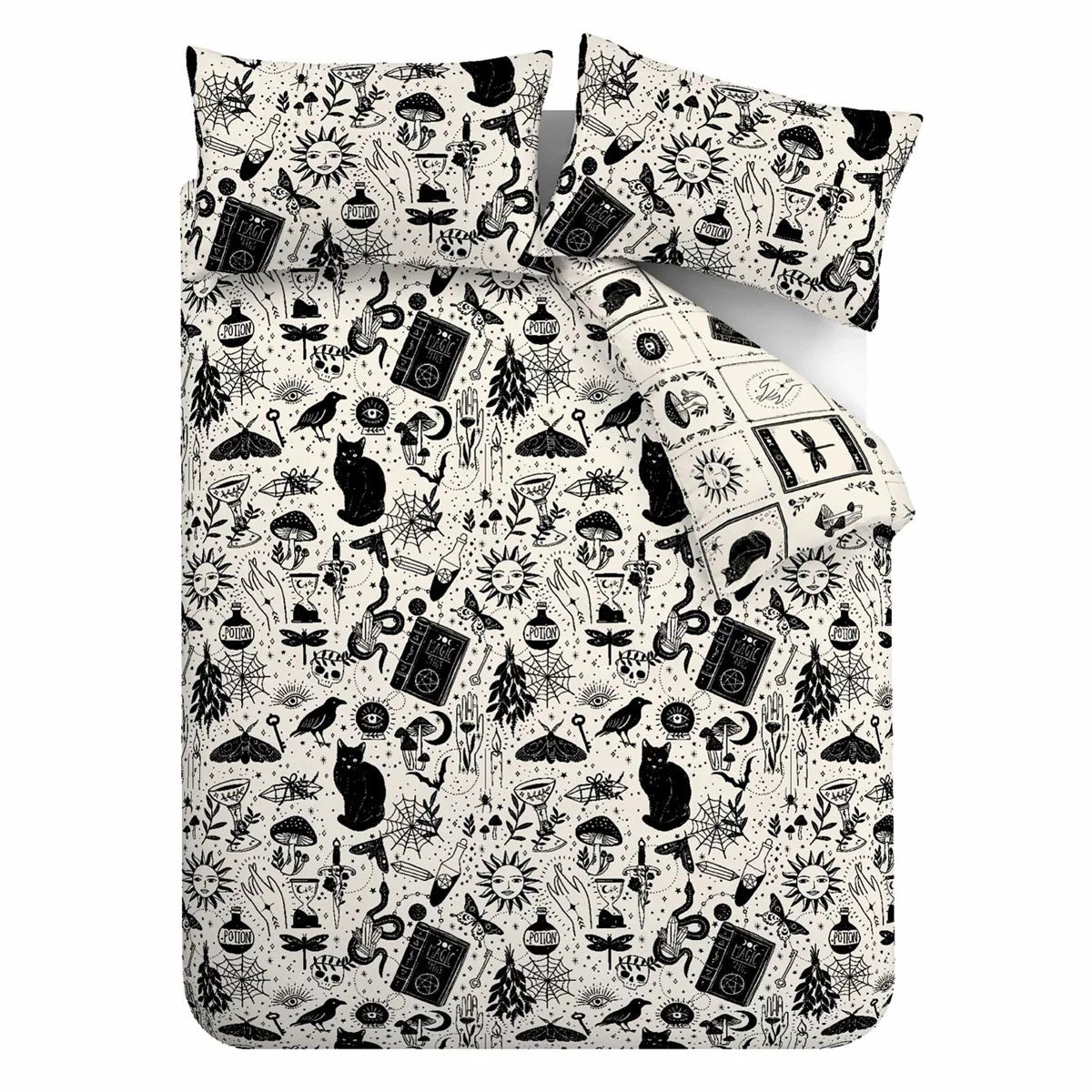 Catherine Lansfield Black Enchanted Witchcraft Duvet Cover Set In 3 Sizes, view 5