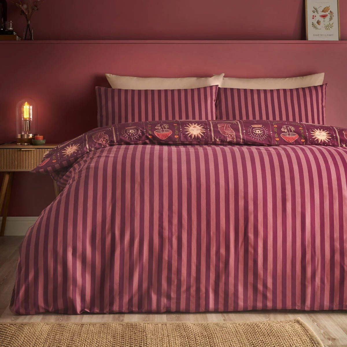 Catherine Lansfield Plum Enchanted Witchcraft Duvet Cover Set In 3 Sizes, view 2