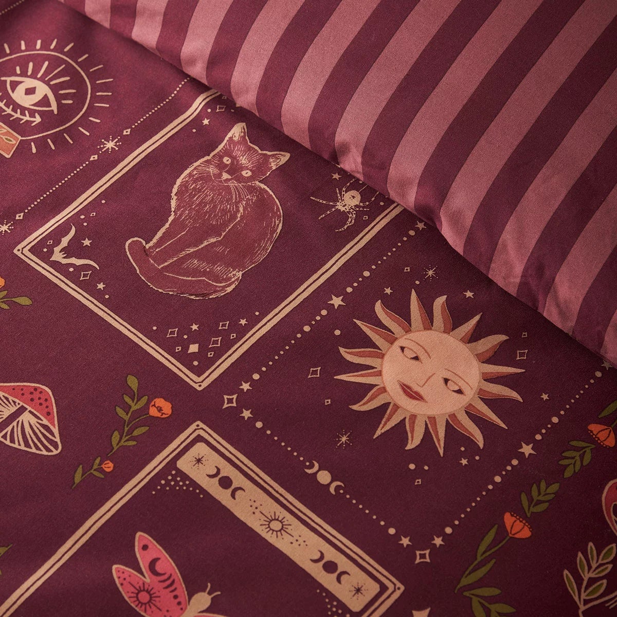Catherine Lansfield Plum Enchanted Witchcraft Duvet Cover Set In 3 Sizes, view 4