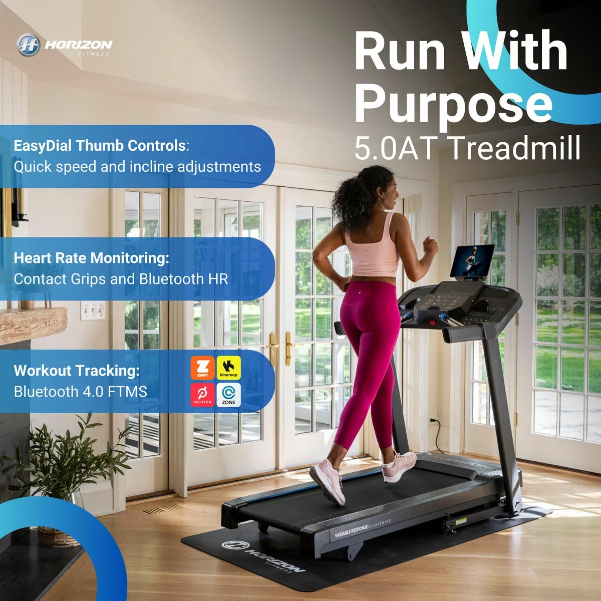 Horizon 5.0AT Treadmill, view 2