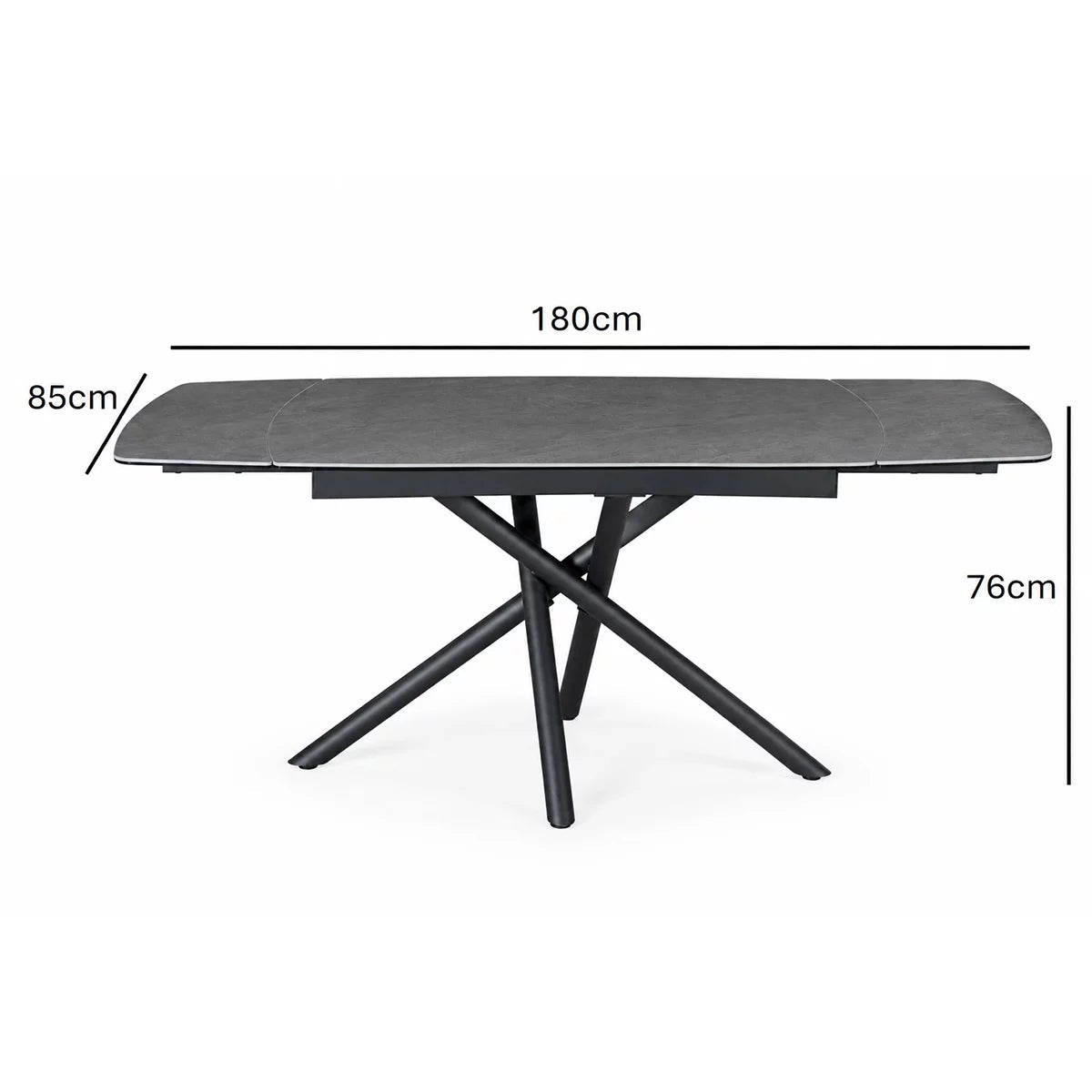 Indus Valley Skylar Ceramic Extending Dining Table + 6 Grey Chairs, Seats 6-8, view 3