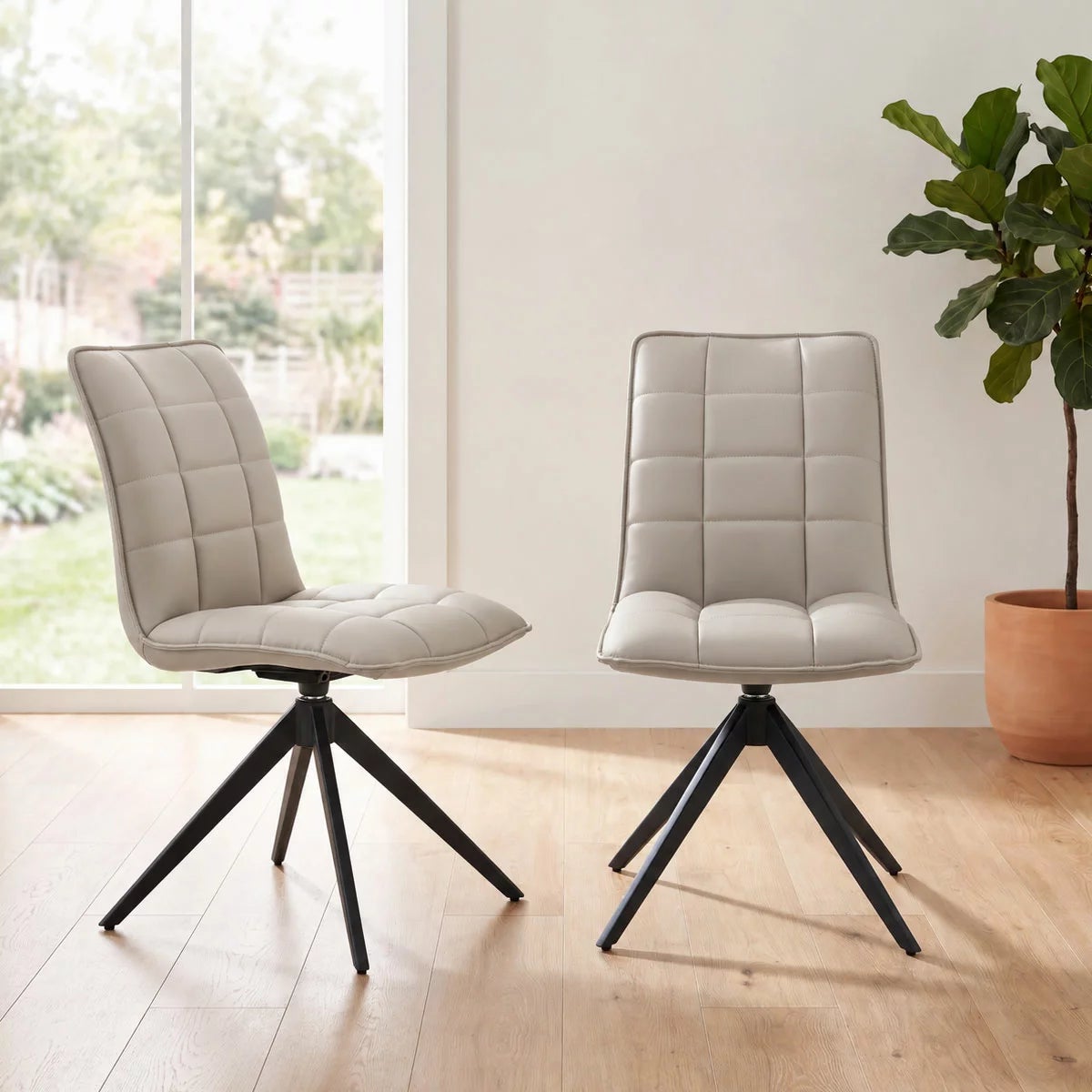 Indus Valley Skylar Taupe Faux Leather Dining Chair, 2 Pack