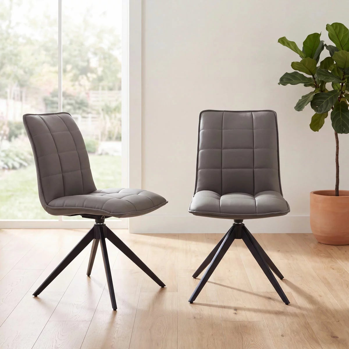 Indus Valley Skylar Grey Faux Leather Dining Chair, 2 Pack