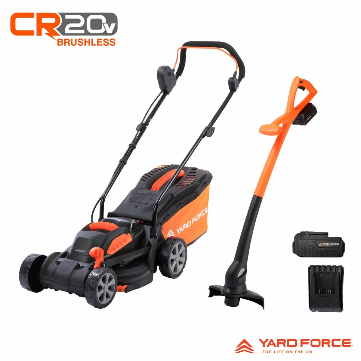 Yard Force 20V 33cm Brushless Cordless Mower & 20V 25cm Line Trimmer Bundle