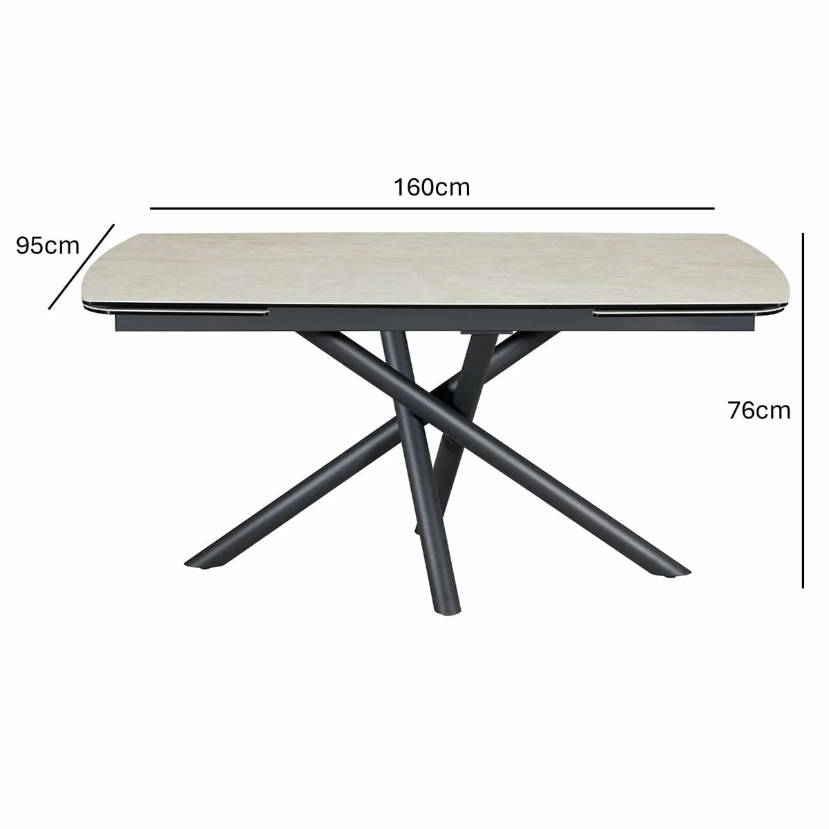 Indus Valley Skylar Large Extending Ceramic Dining Table + 6 Taupe Chairs, Seats 6-8, view 2
