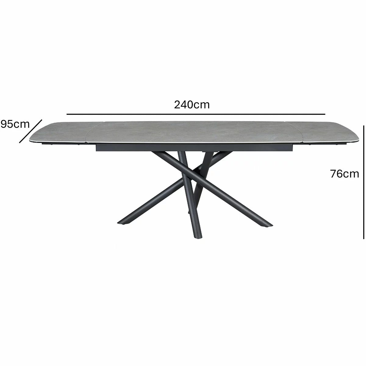 Indus Valley Skylar Large Extending Ceramic Dining Table + 6 Grey Chairs, Seats 6-8, view 3