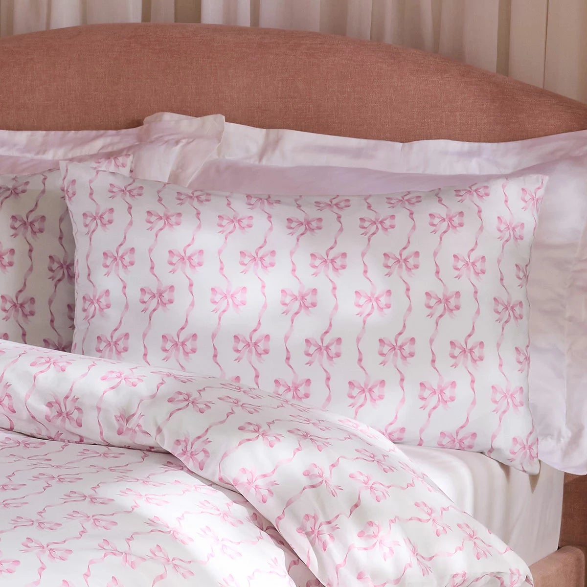 Cath Kidston Pink Ribbons And Bows Reversible Cotton Duvet Cover Set In 4 Sizes, view 2