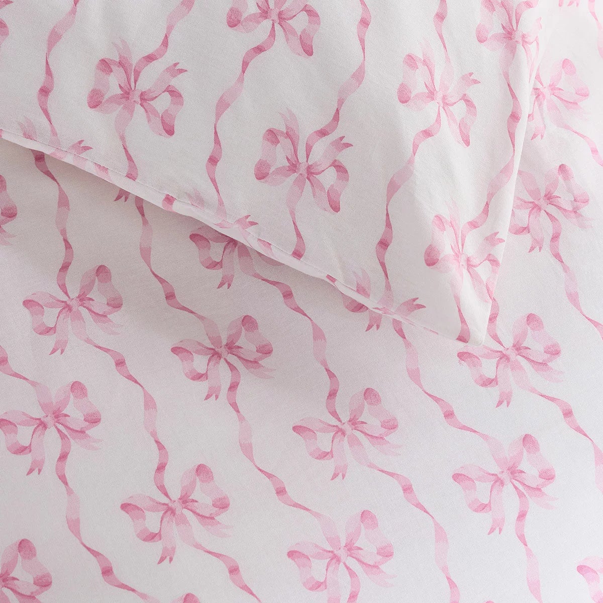 Cath Kidston Pink Ribbons And Bows Reversible Cotton Duvet Cover Set In 4 Sizes, view 4