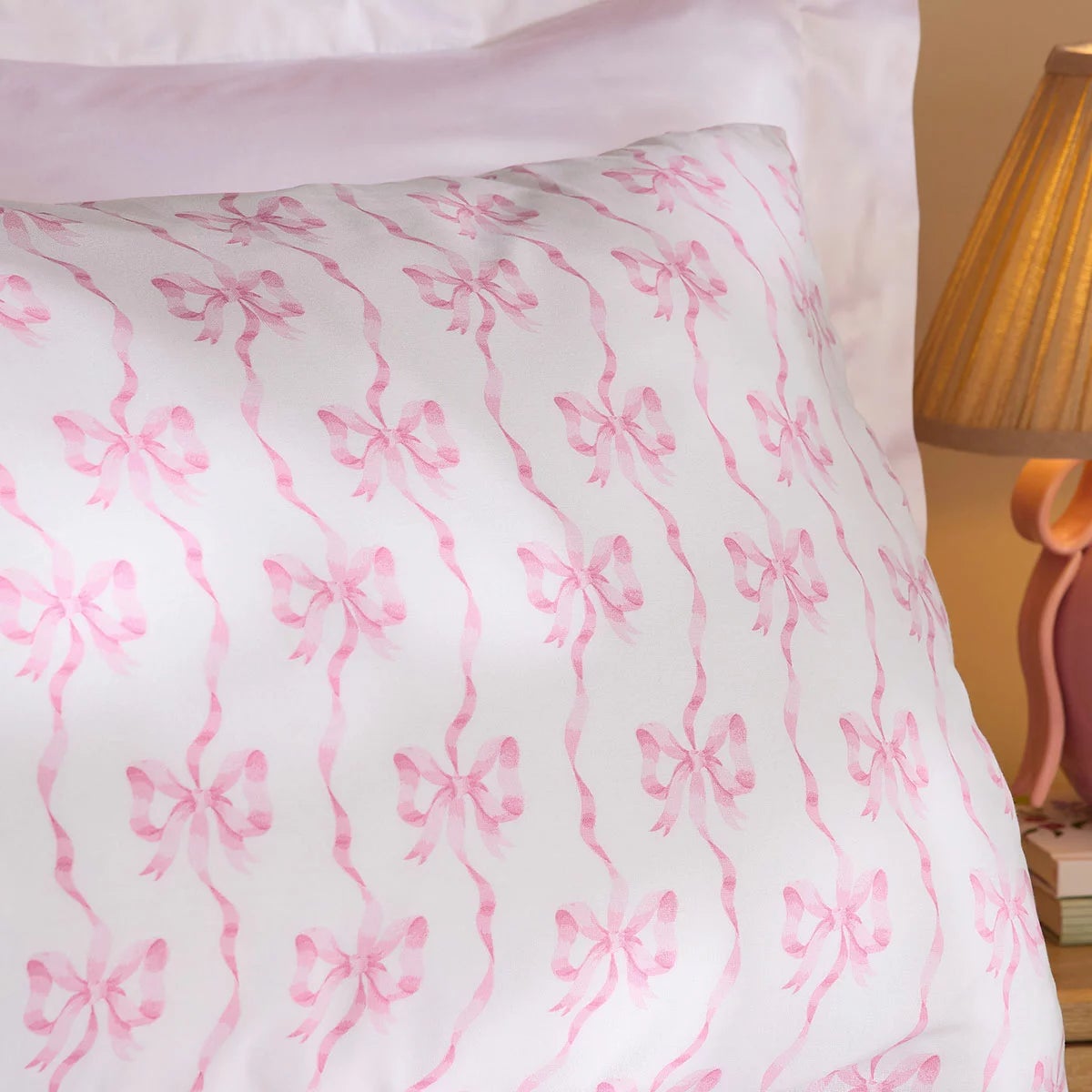 Cath Kidston Pink Ribbons And Bows Reversible Cotton Duvet Cover Set In 4 Sizes, view 3
