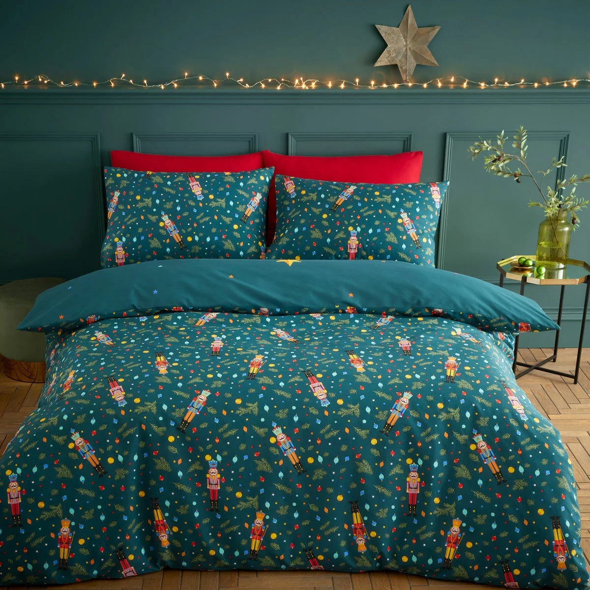 Catherine Lansfield Christmas Nutcracker Reversible Duvet Cover Set, view 3
