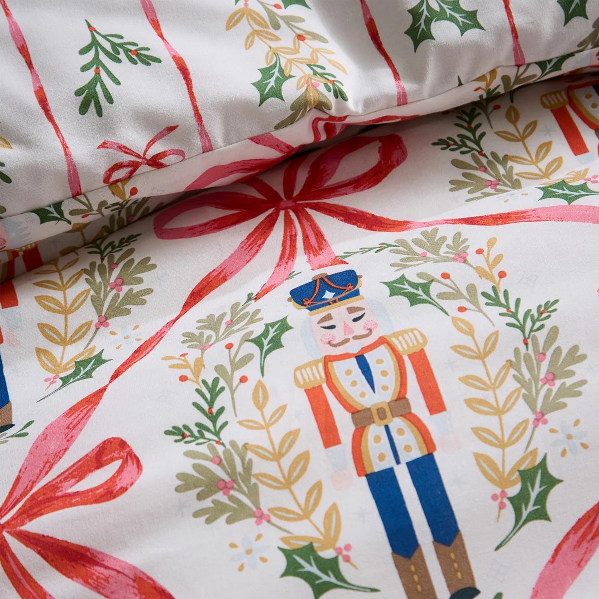 Catherine Lansfield Christmas Nutcracker Bows Reversible Duvet Cover Set In 3 Sizes, view 4