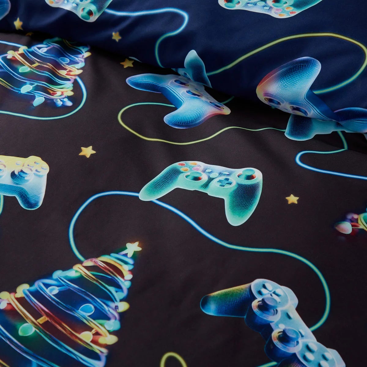 Catherine Lansfield Navy Christmas Gamer Duvet Cover Set In 2 Sizes, view 5