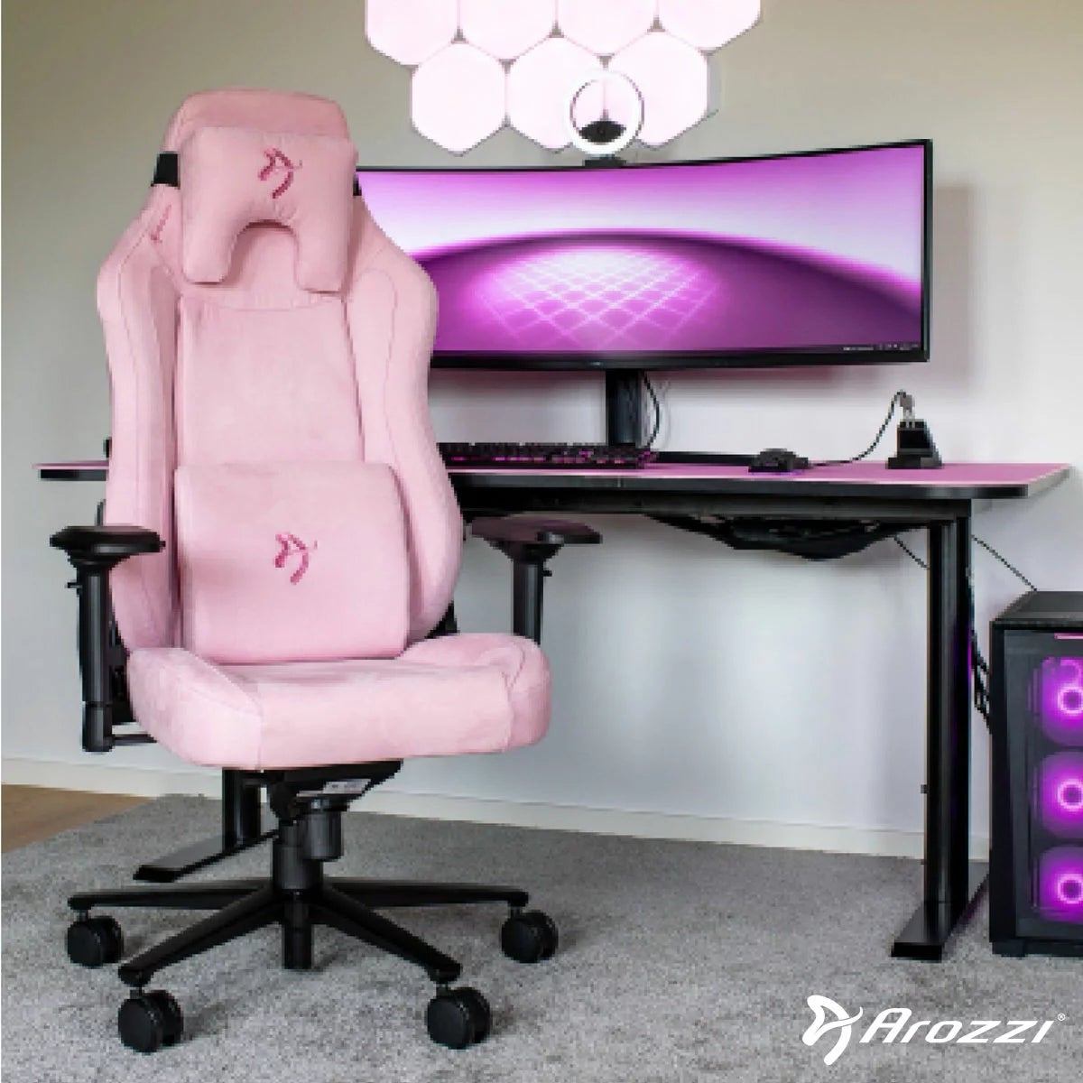Arozzi Vernazza SuperSoft™ Fabric Gaming Chair, Pink