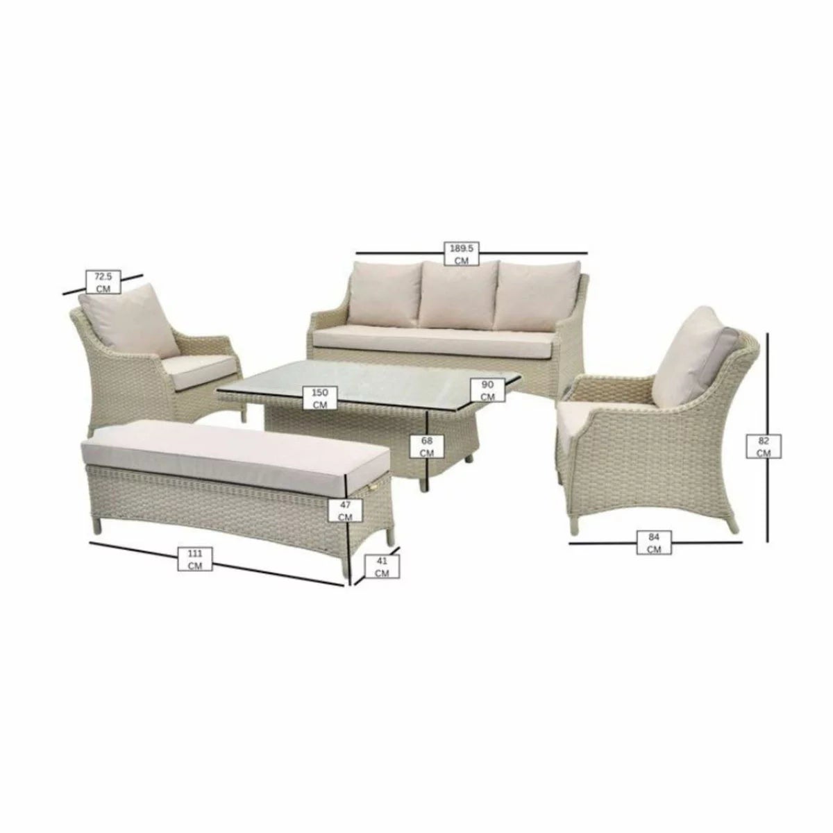 Bramblecrest Woodchester 5 Piece Patio Set with Adjustable Table, view 2